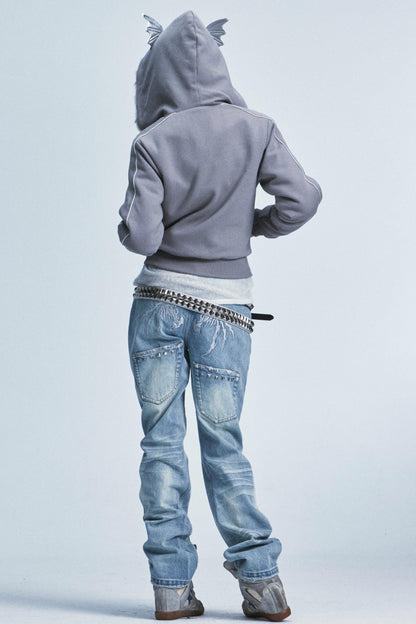 Vintage Washed Distressed Jeans Pants