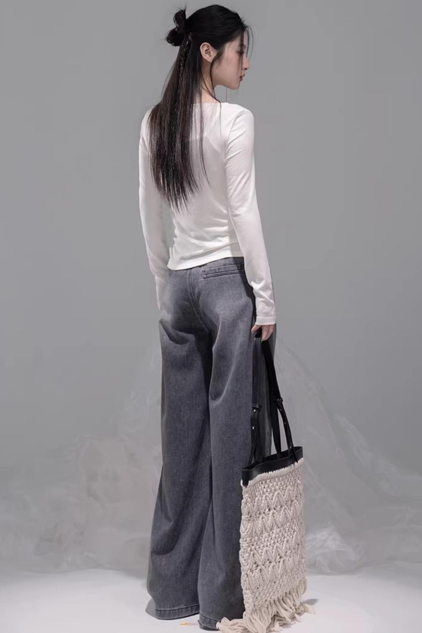 Ink Gray Distressed Jeans