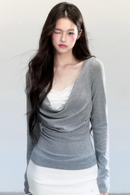 Gray Flower Swing Knitwear