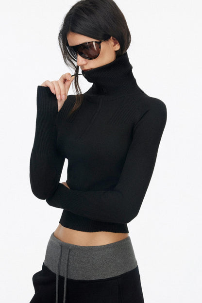 Half-High Collar Knit Top