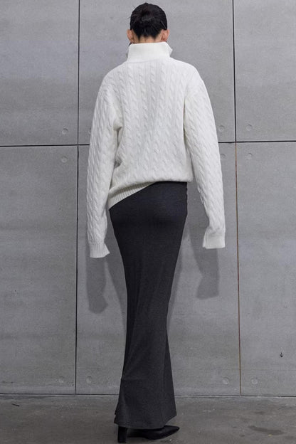 Three-Dimensional Cable Knit Sweater