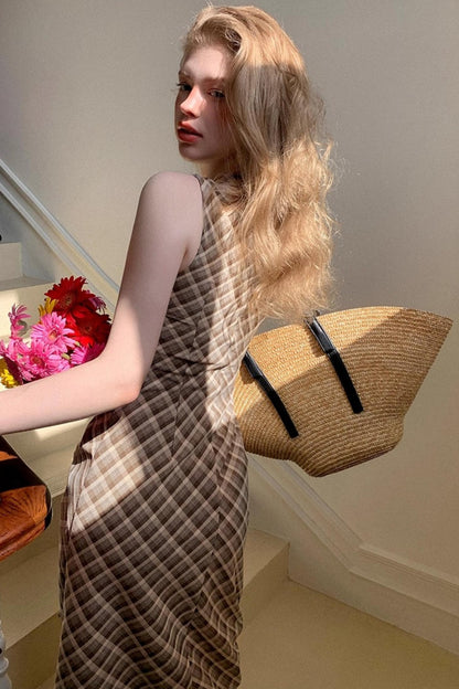 Brown Lace Slip Dress