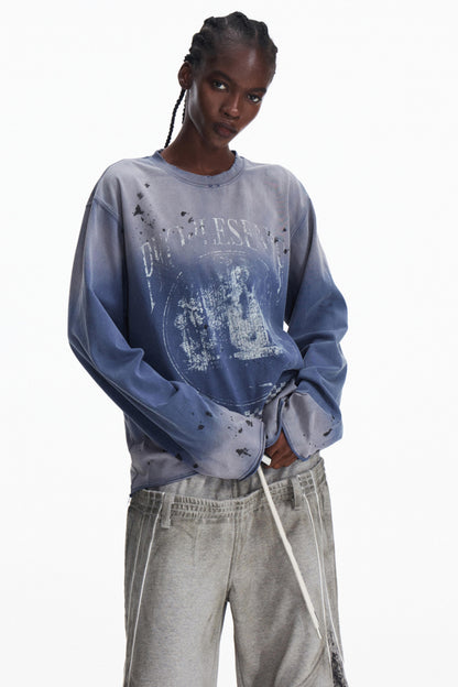 Aged Print Long Sleeve T-Shirt