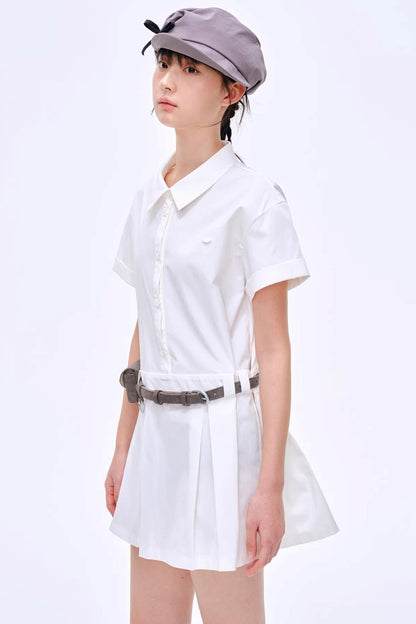 Simple Pleated Shirt Dress