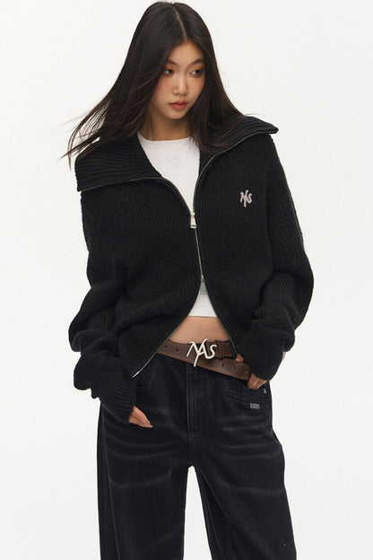 Night Style Rib Knit Slim Jacket