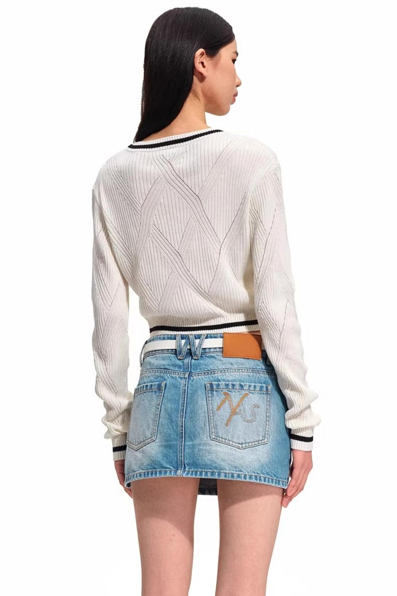 Versailles Wool Argyle Cardigan Top
