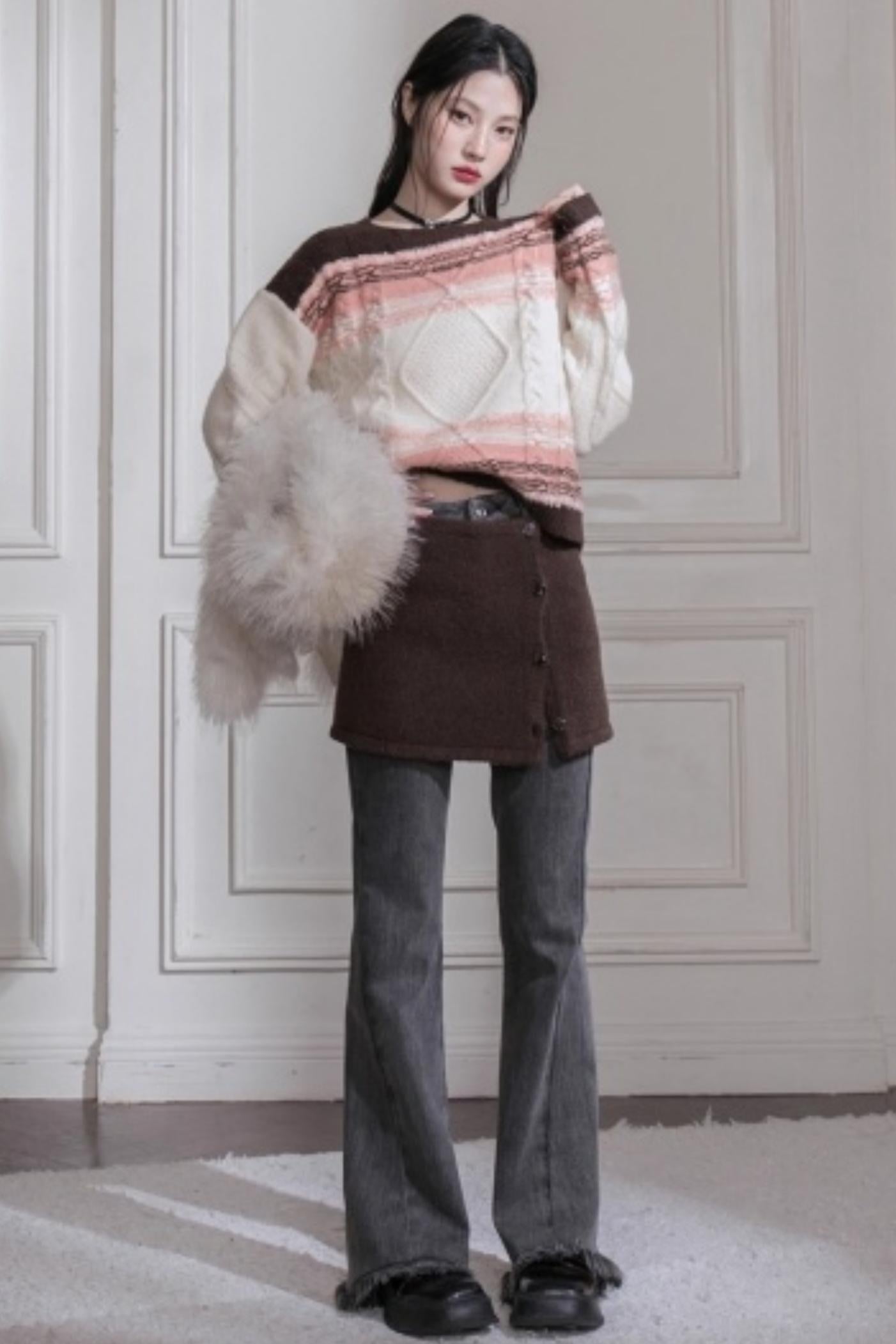 Sunset Gradient Knit Skirt Set