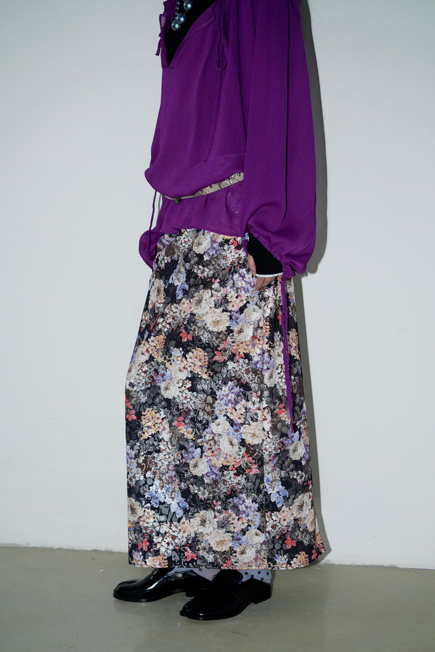 Gold Floral Pleated Skirt