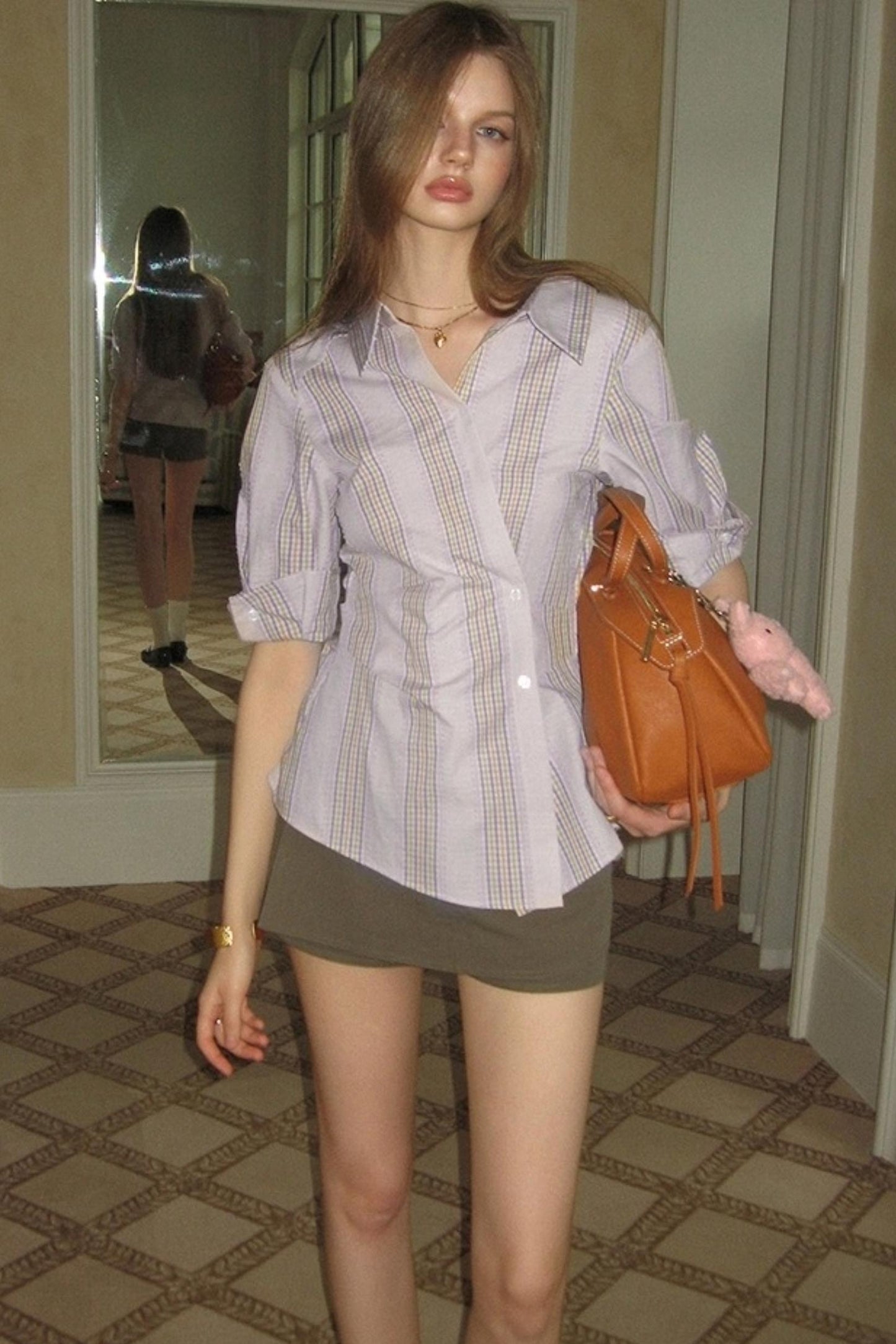 Asymmetric Striped Slim Fit Shirt