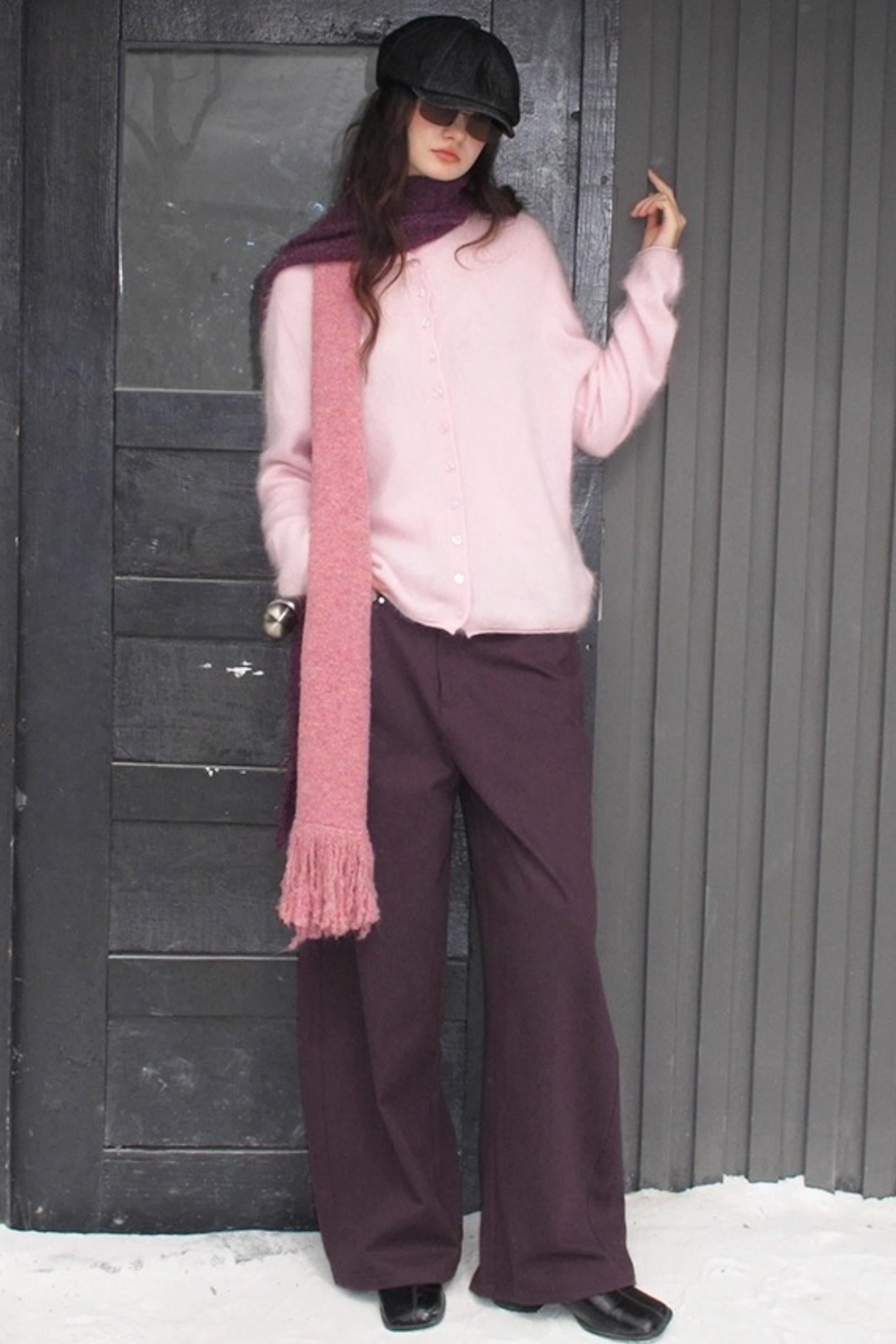 Elf White Wool Cashmere Cardigan Set-Up