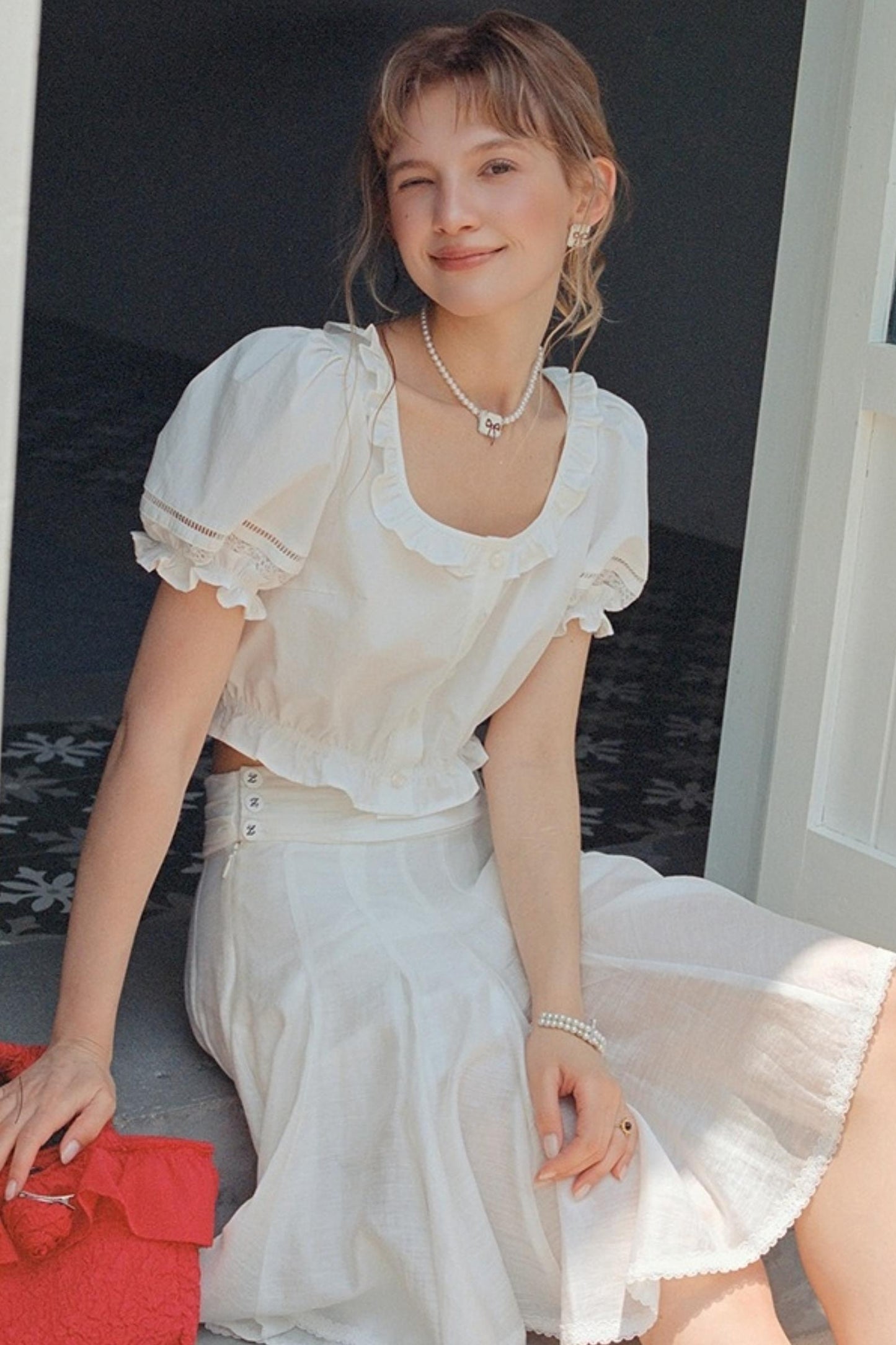 White Lace A-Line Skirt