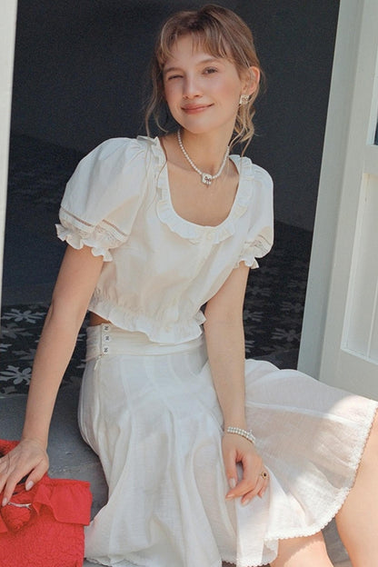 White Lace A-Line Skirt