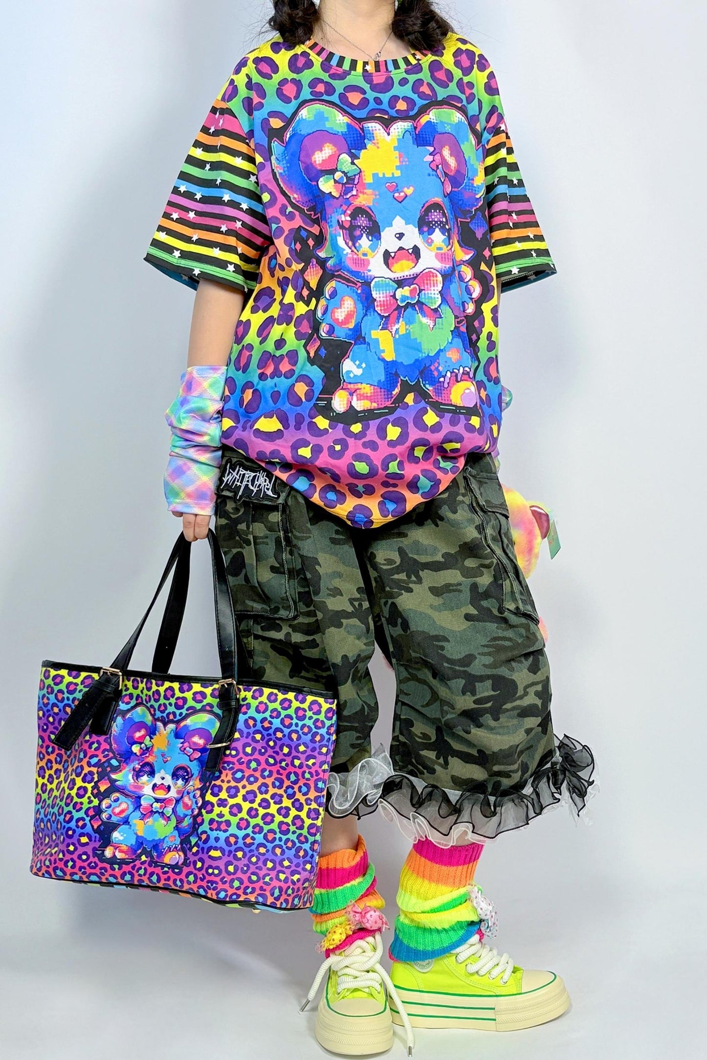 Rainbow Color Cotton Loose T-shirt