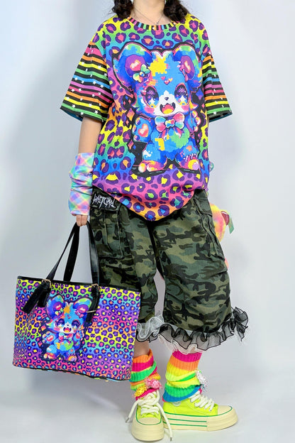 Rainbow Color Cotton Loose T-shirt