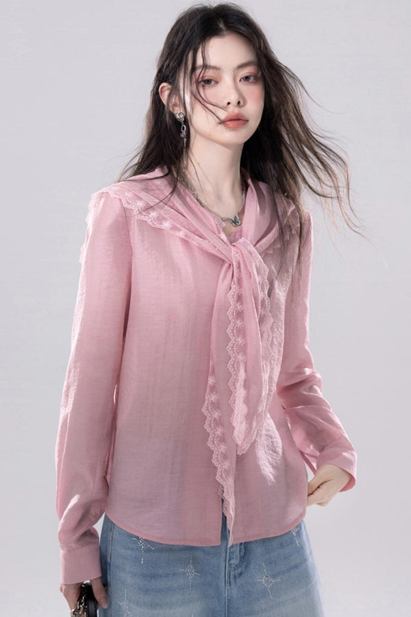 Pink Grapefruit Lace Shirt