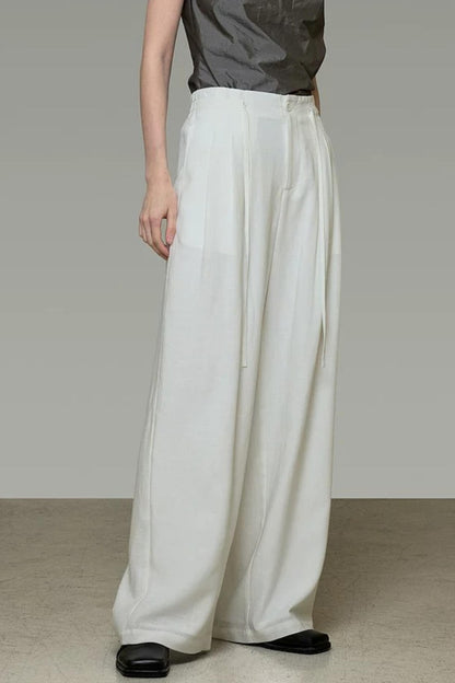 Pantalon élégant taille haute à jambes larges