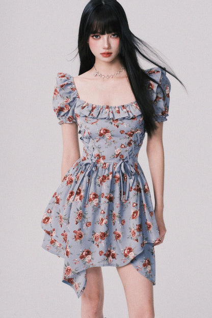 Asymmetrical Bubble Sleeve Dress