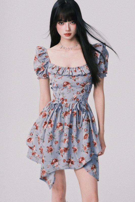 Asymmetrical Bubble Sleeve Dress