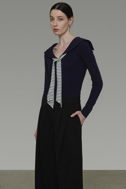 Autumn Navy Knit Top