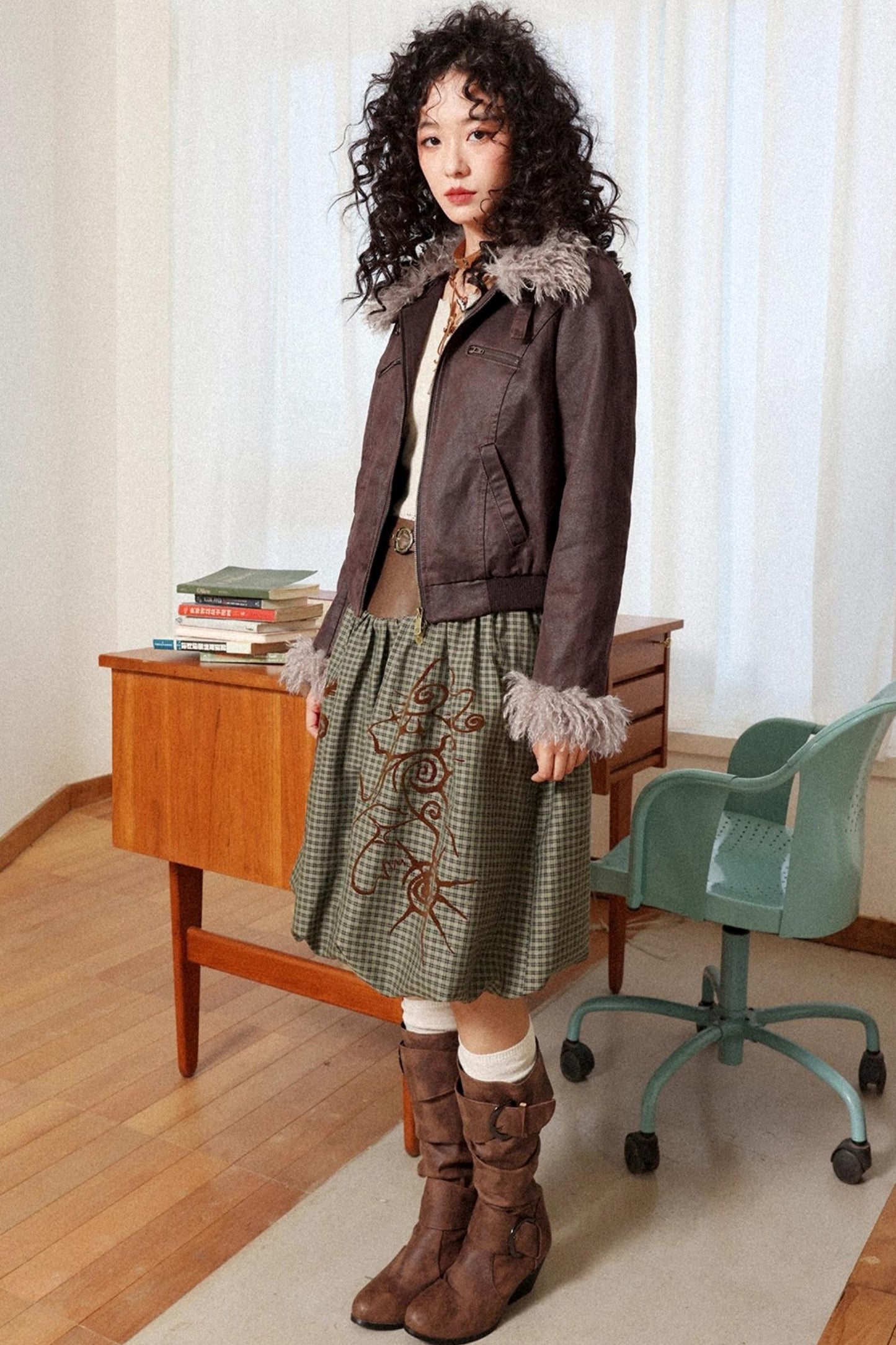 Flower Bud Flock Print Skirt