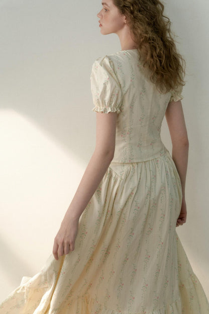 Floral Tie Bubble Sleeve Set-Up