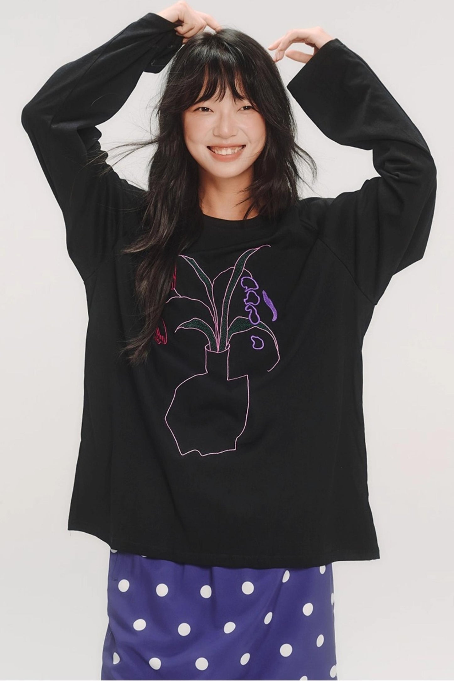 Casual Flower Art Raglan Sleeve T-Shirt