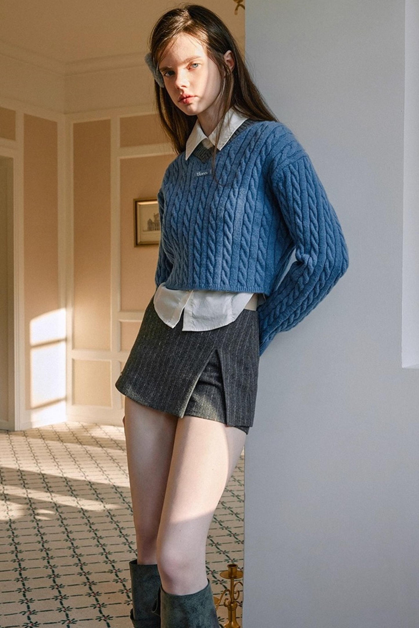 Retro Color-Blocked Knit Sweater