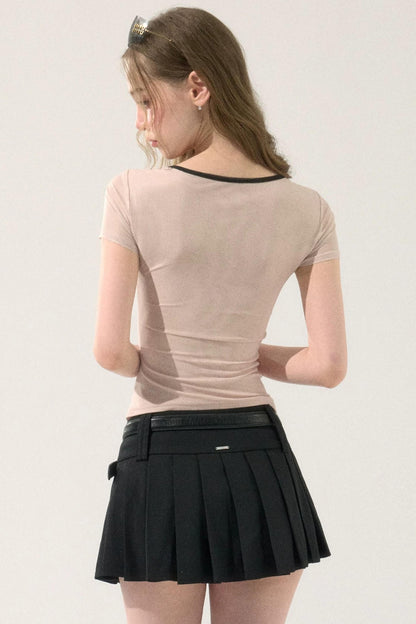 Retro Pleated Short Skirt