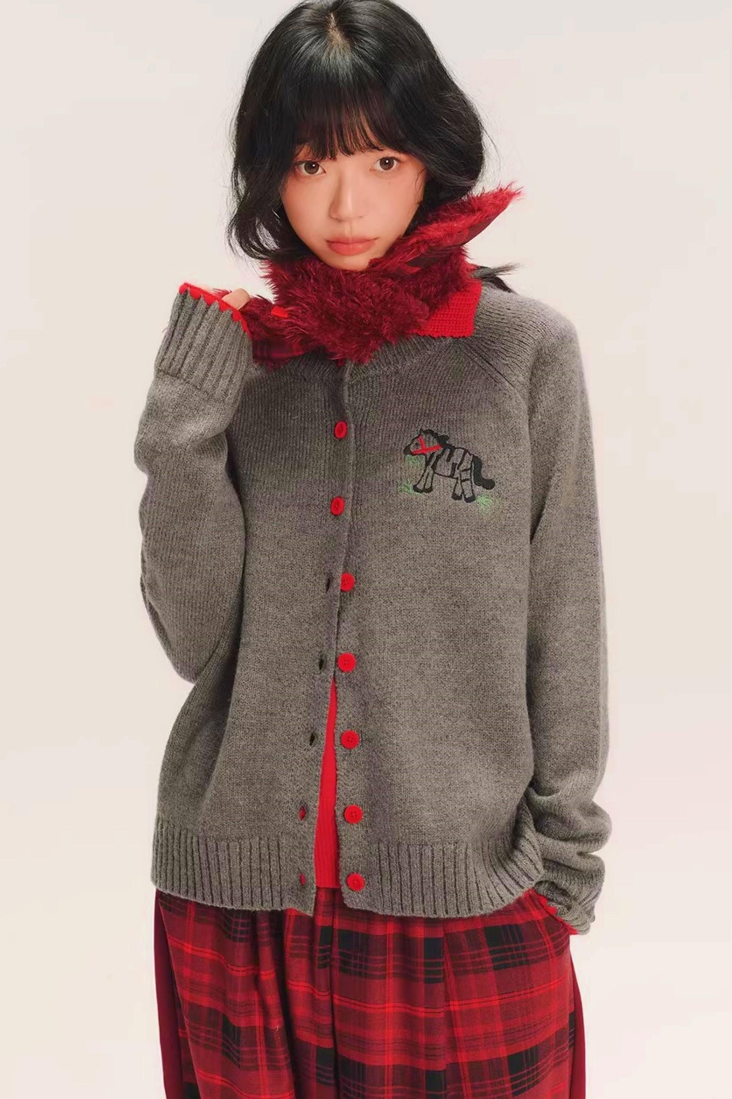 Pony Embroidered Wool Cardigan