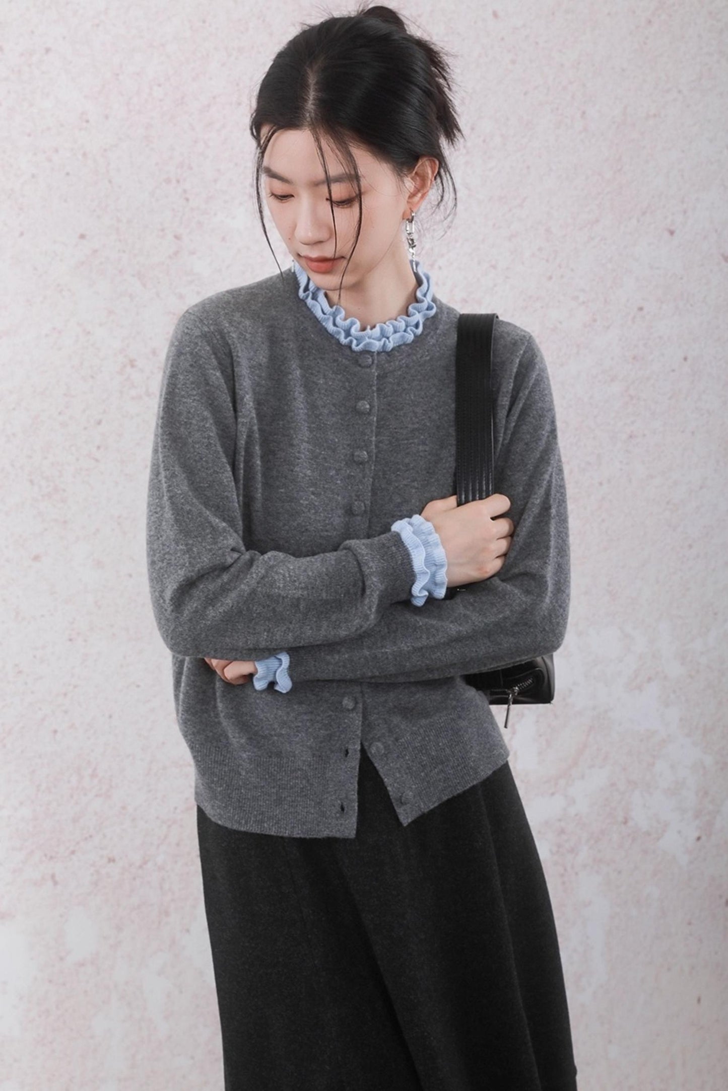 Patchwork Ruffled Cardigan