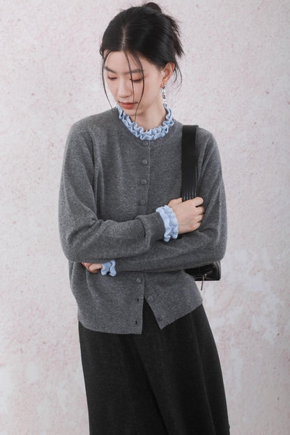 Patchwork Ruffled Cardigan