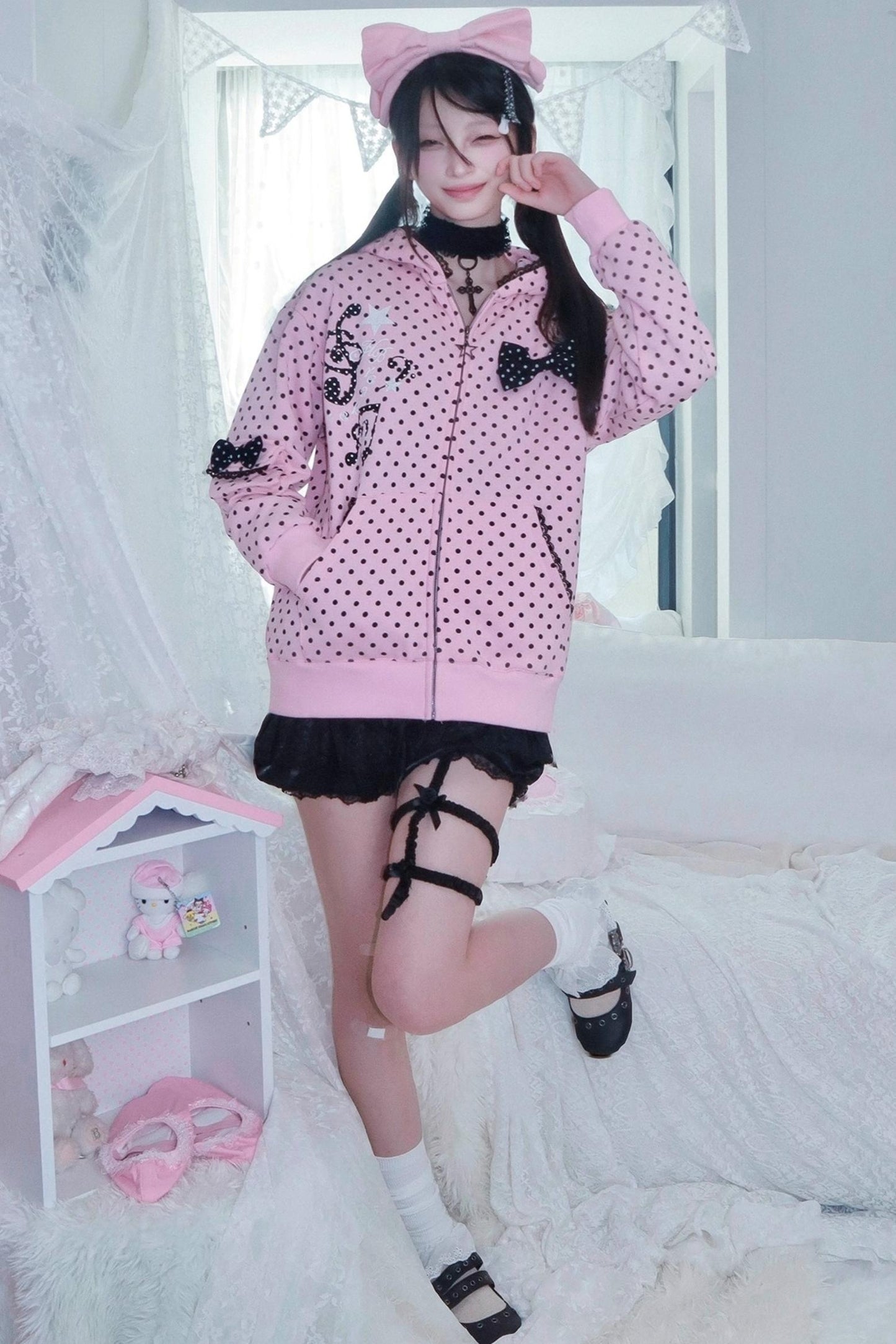 Velvet Polka Dot Sweatshirt