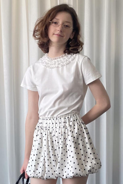 Ruffled Lace Neck T-Shirt