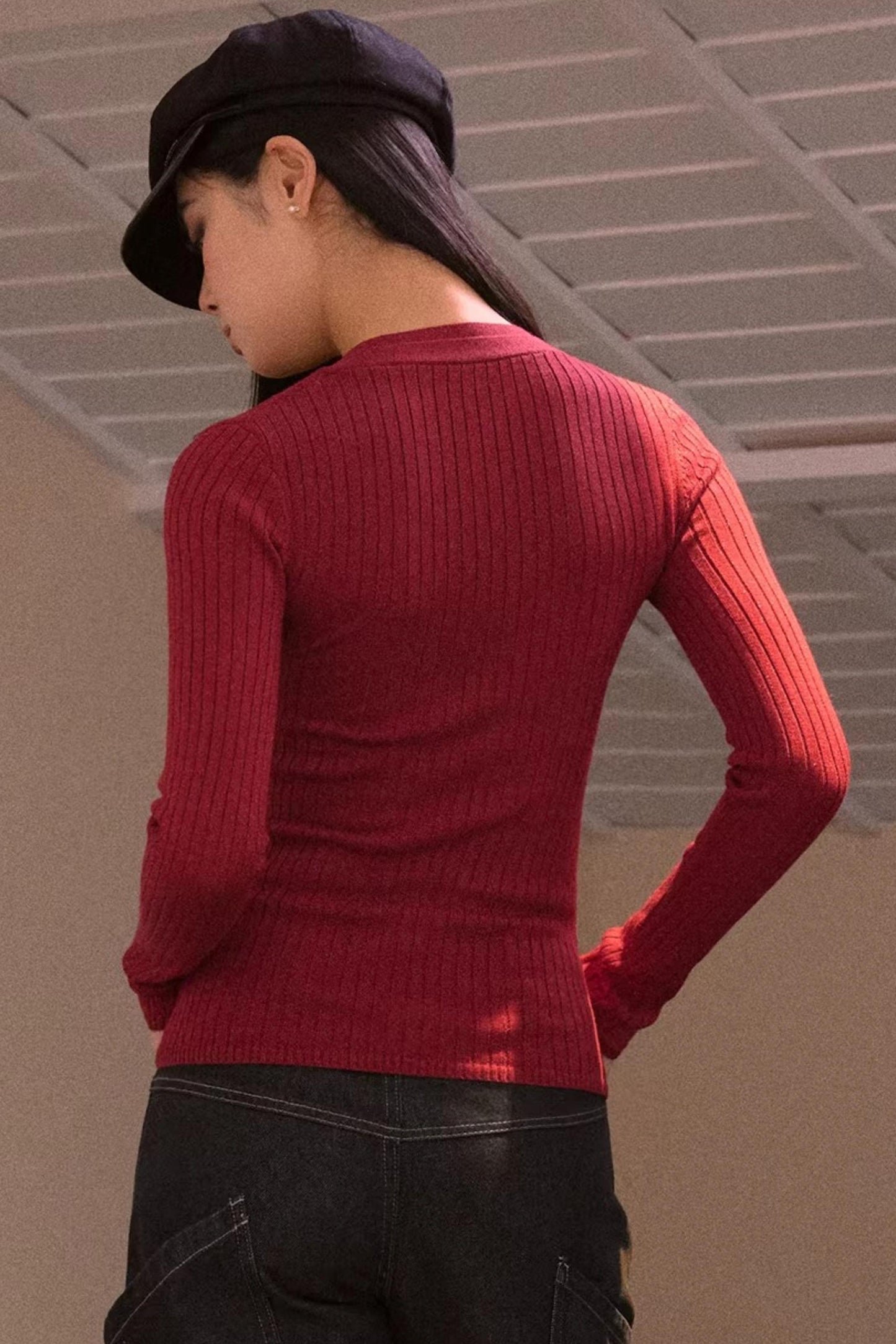 V-Ausschnitt Strickpullover
