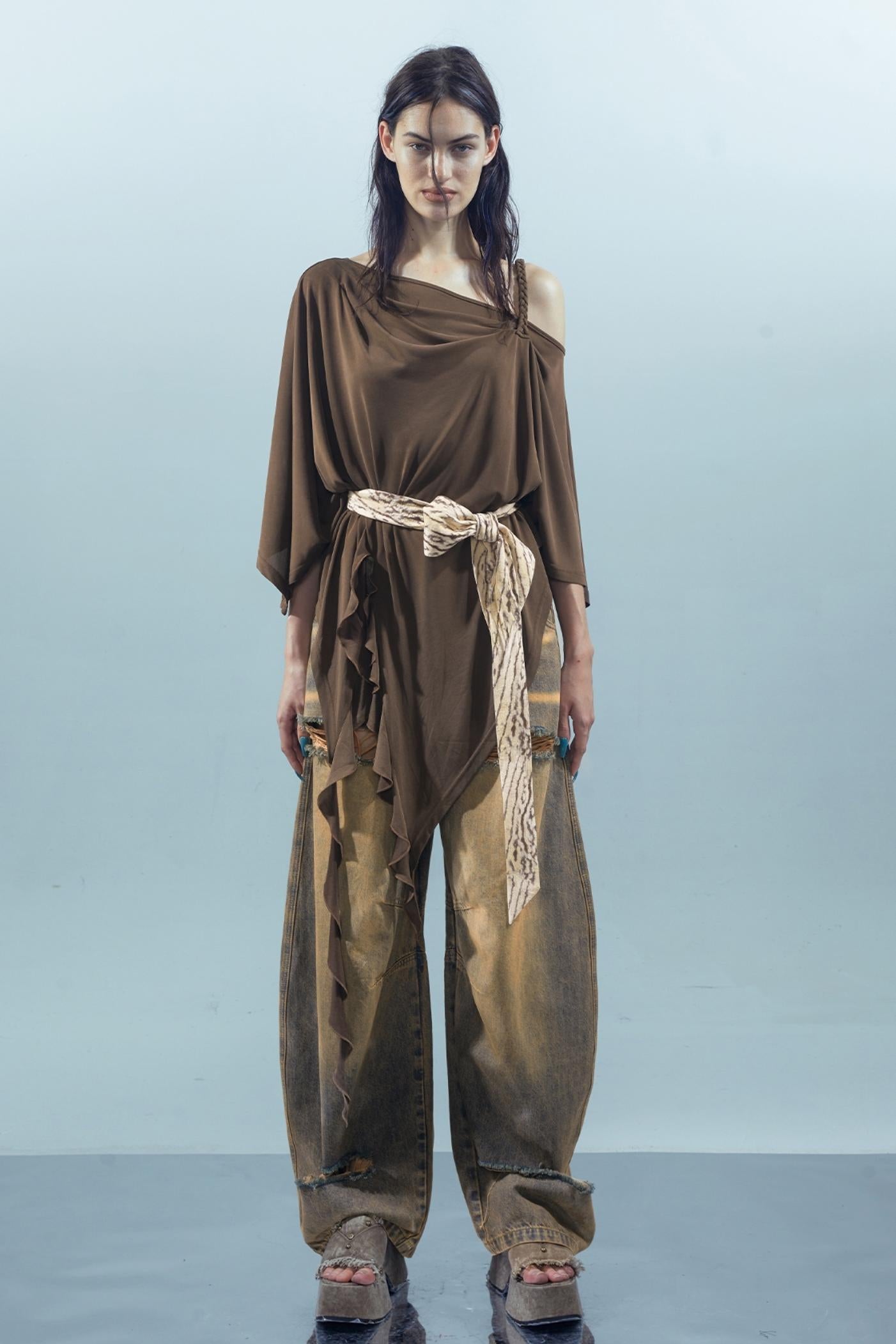 Ruffle Off-Shoulder Tee