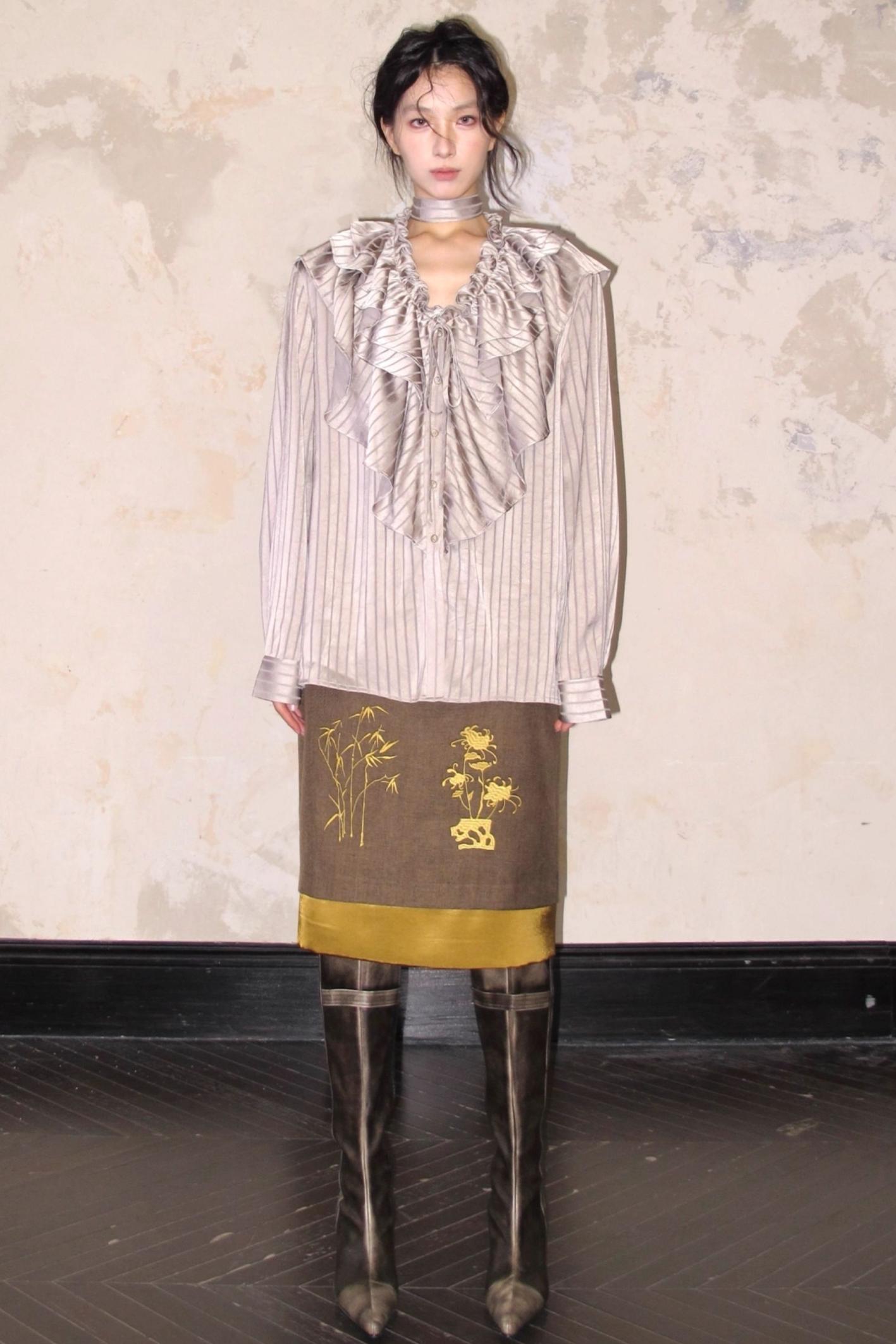 Vintage Bronze Ruffled Shirt