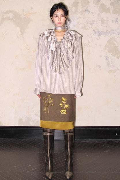 Vintage Bronze Ruffled Shirt