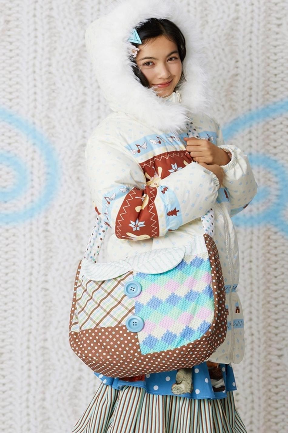 Two-Color Quilted Cotton Bag