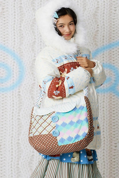 Two-Color Quilted Cotton Bag