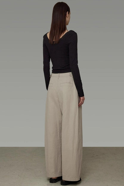 Autumn Drape Wide-Leg Pants