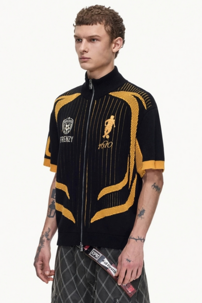 Yellow and Black Mesh Polo Shirt