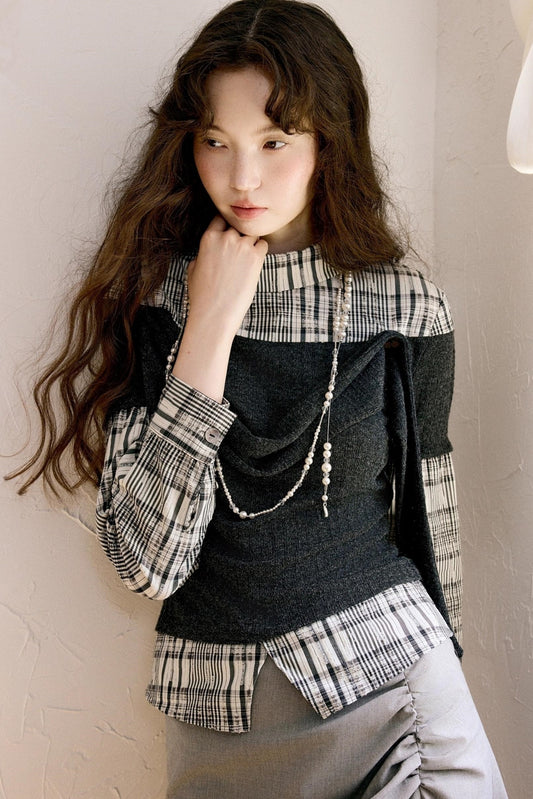 Irregular High Collar Sweater Tops