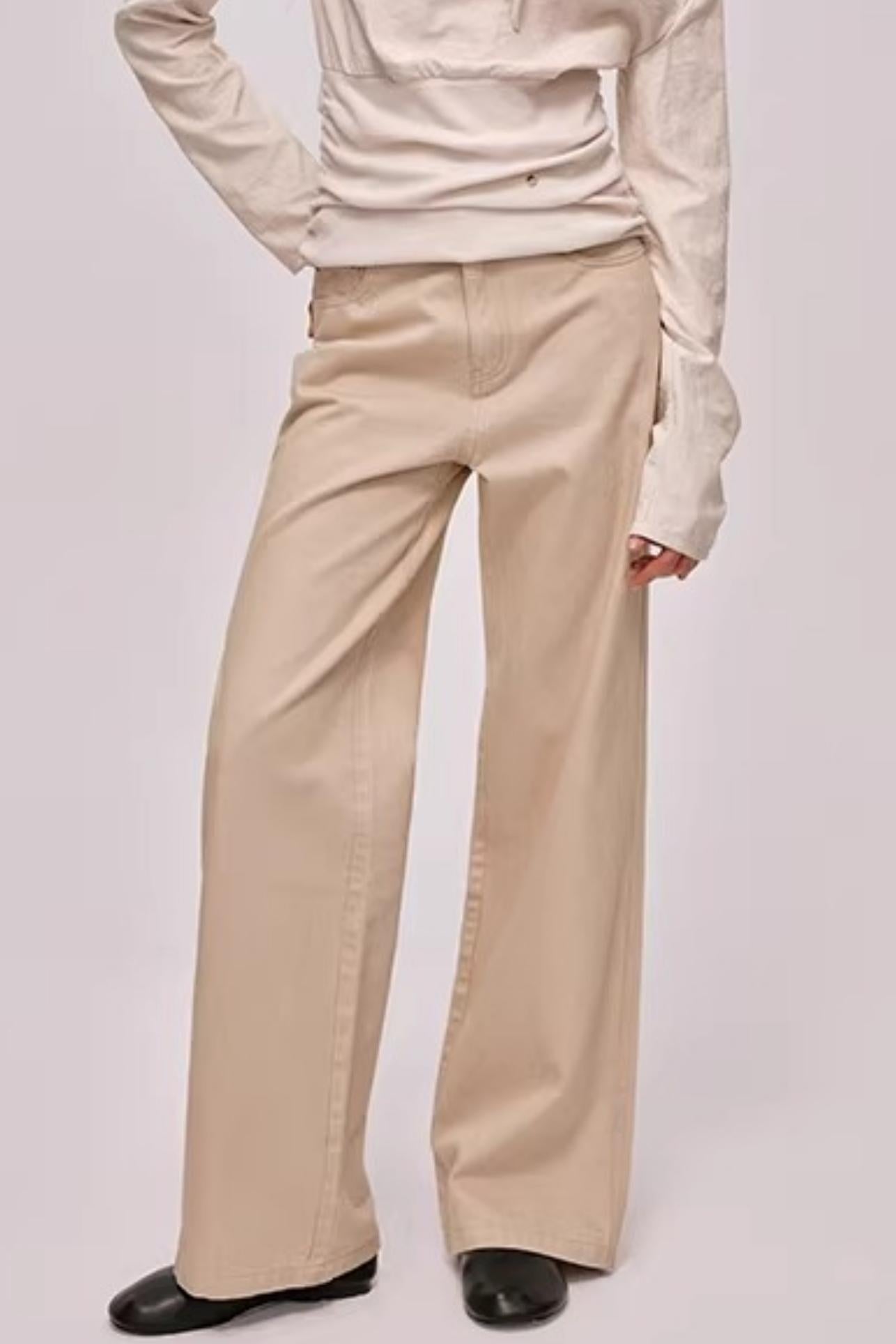 Custom-Dyed Pink Apricot Denim Pants