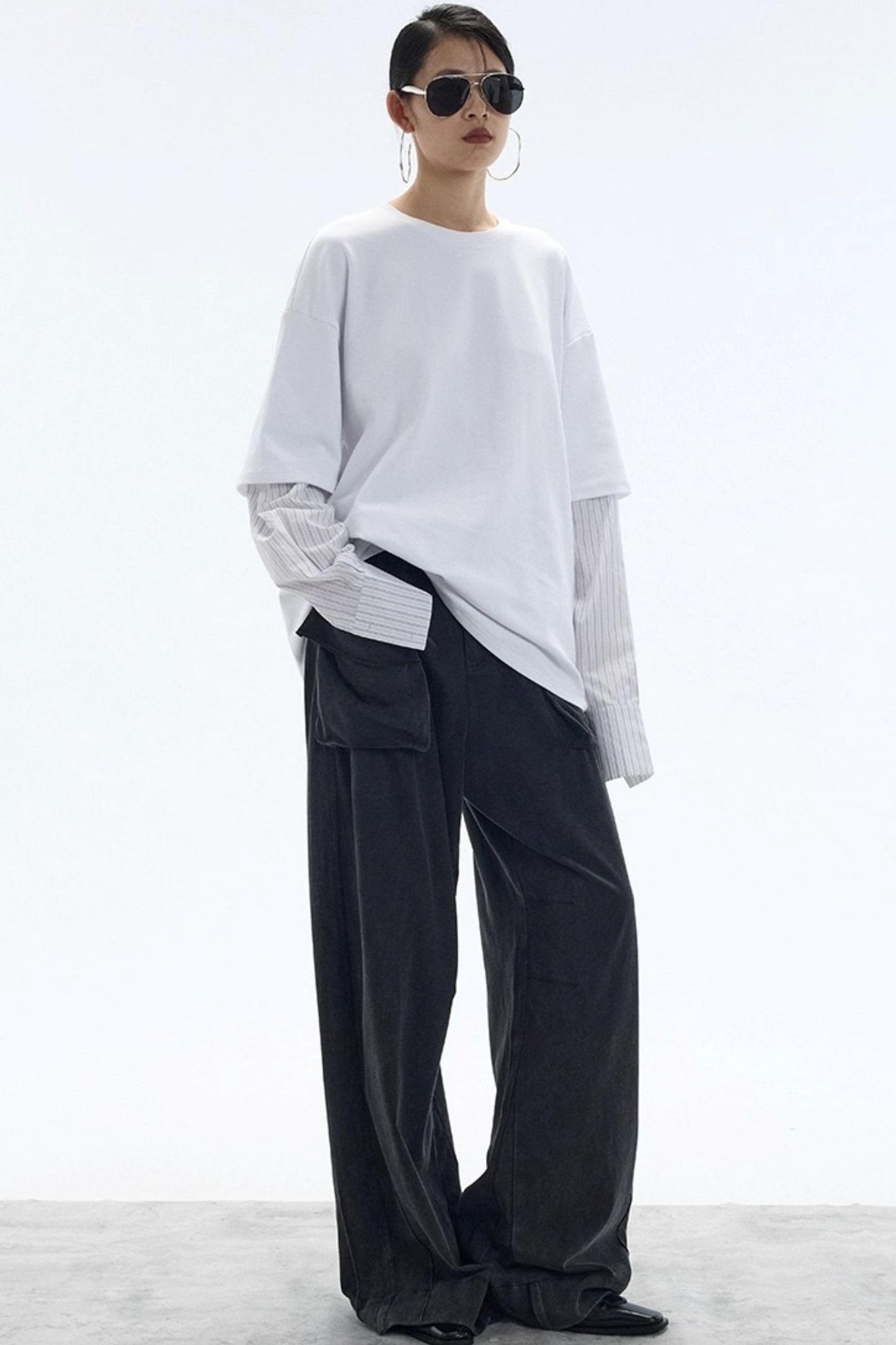 White Striped Crew Neck T-Shirt