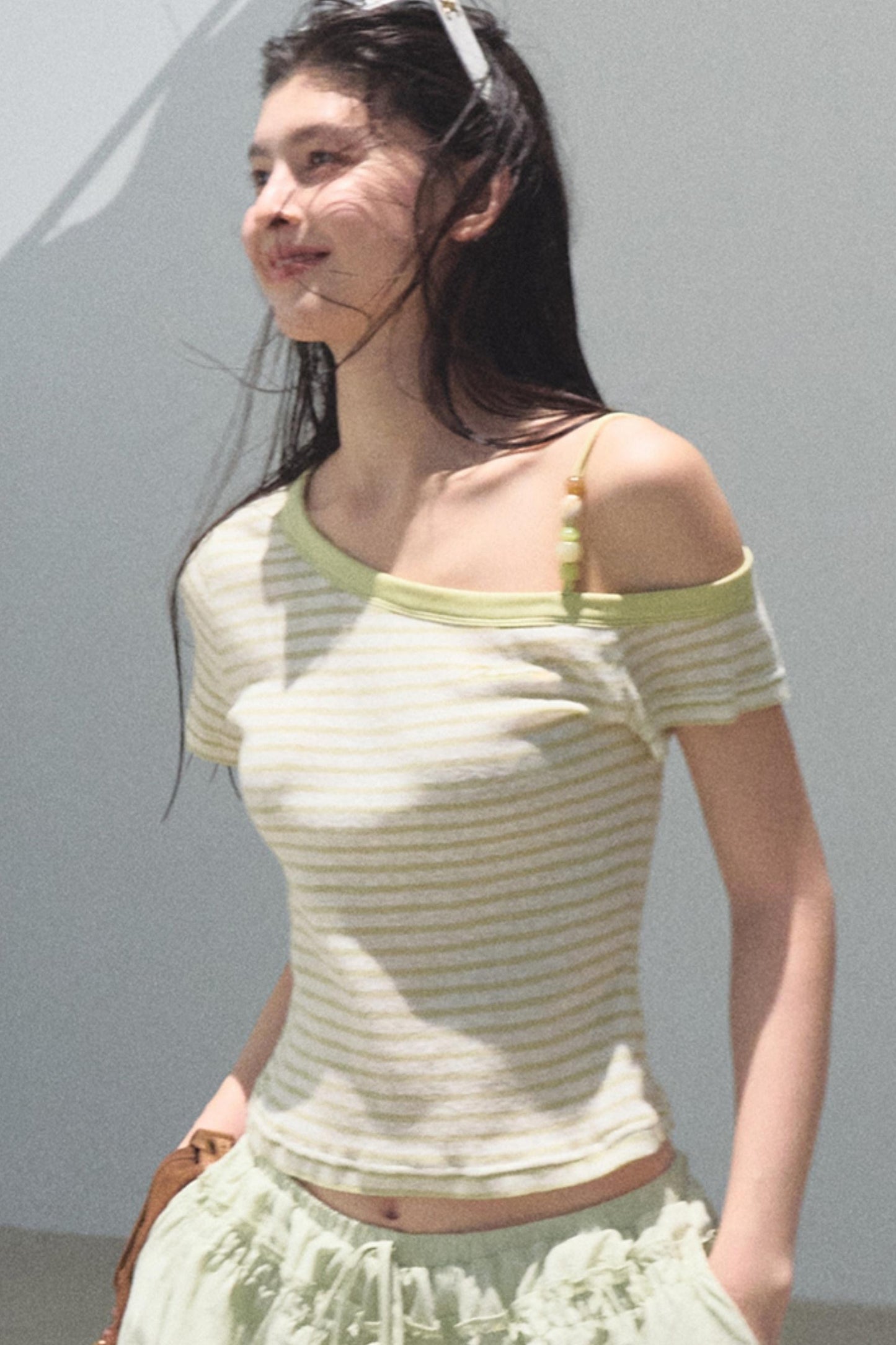 Embroidered Slim Fit Off-the-Shoulder Top