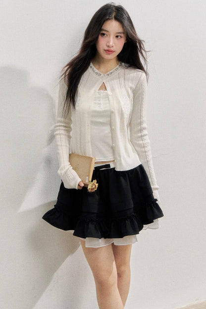 Rose Embroidery Knitted Cardigan