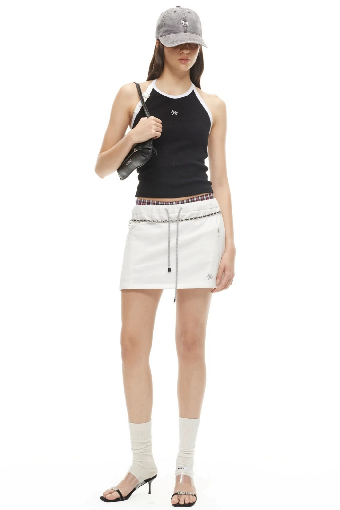 Sand-Washed Color-Blocked Halter Top