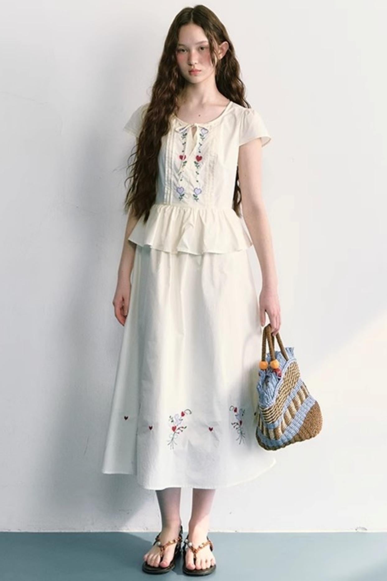 Colorful Embroidered Double-Layer Dress