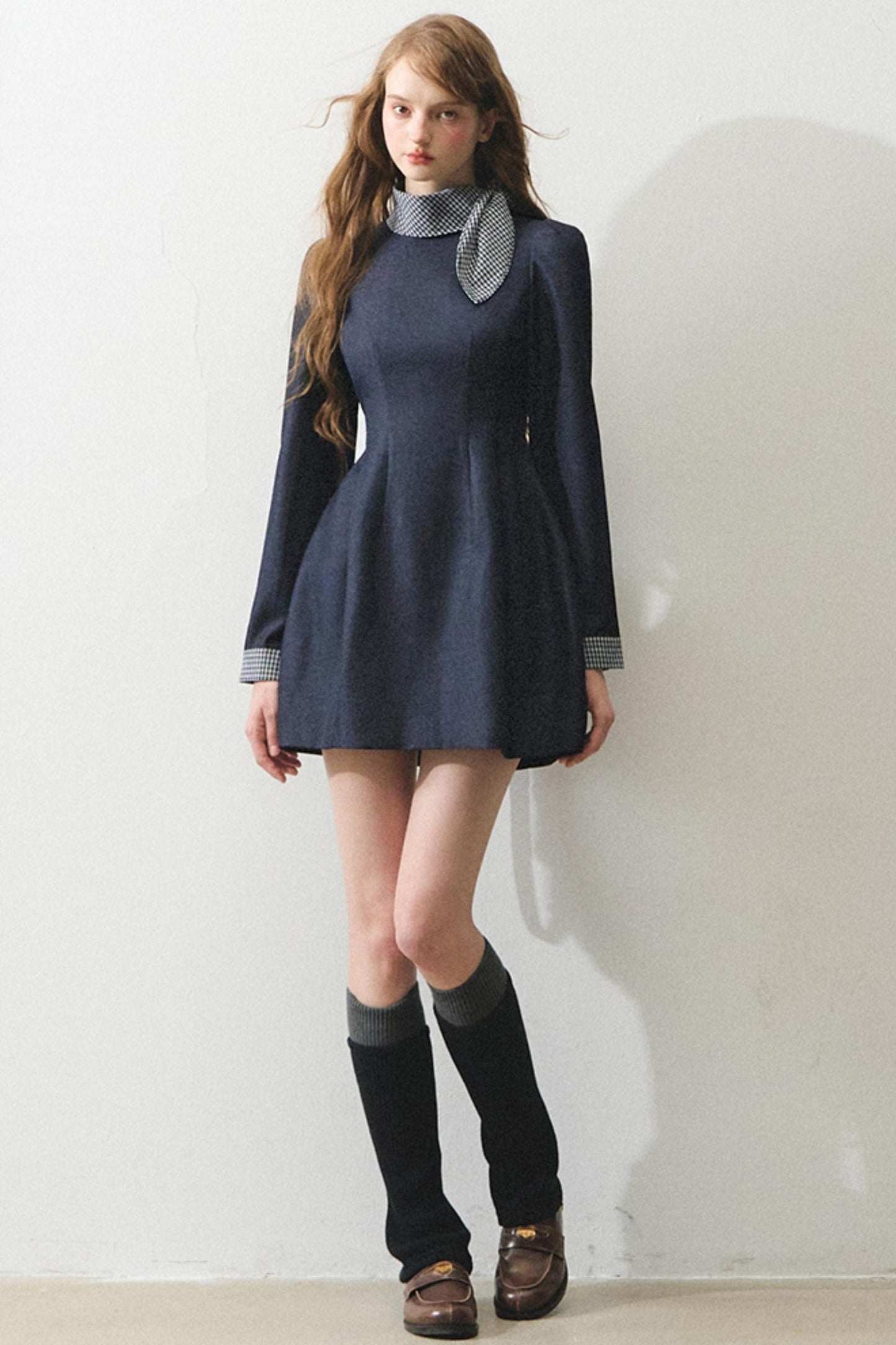 민트 레이스업 허리 슬림 원피스