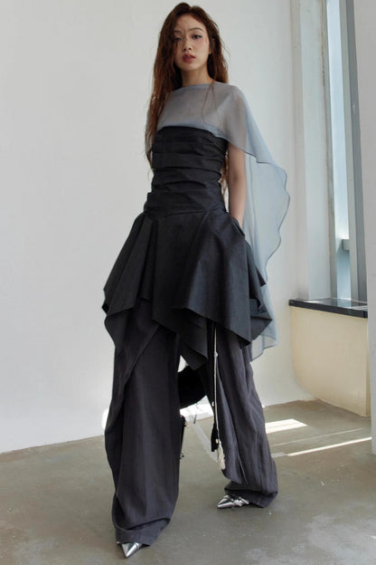 Dark Pleated Tank Top